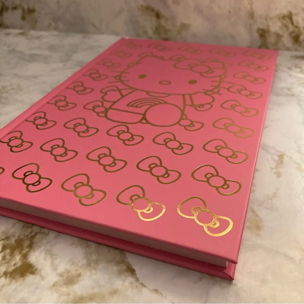 Hello Kitty Journal Gold Foil Bows Pink Hardcover Planner Notebook Stationery